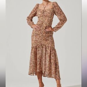 ASTR Athena Dress in Olive Peach Floral